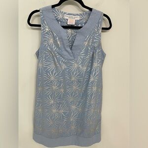 Gretchen Scott Starburst Sheath Dress Blue Silver  Embroidered.    11